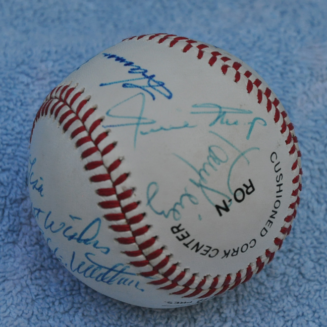 Autographed Baseball Signed by 5 Hall of Famers and Pete Rose product photo